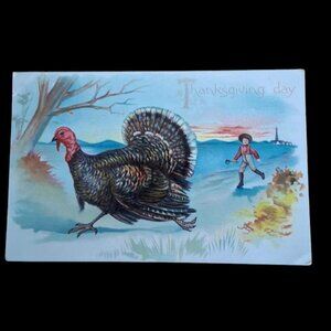 1908 Rare Antique Raphael Tuck “Thanksgiving Day” Postcard Series No. 123